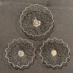 Vintage Mid-Century Golden Iron Metal Wall Art-set of 3